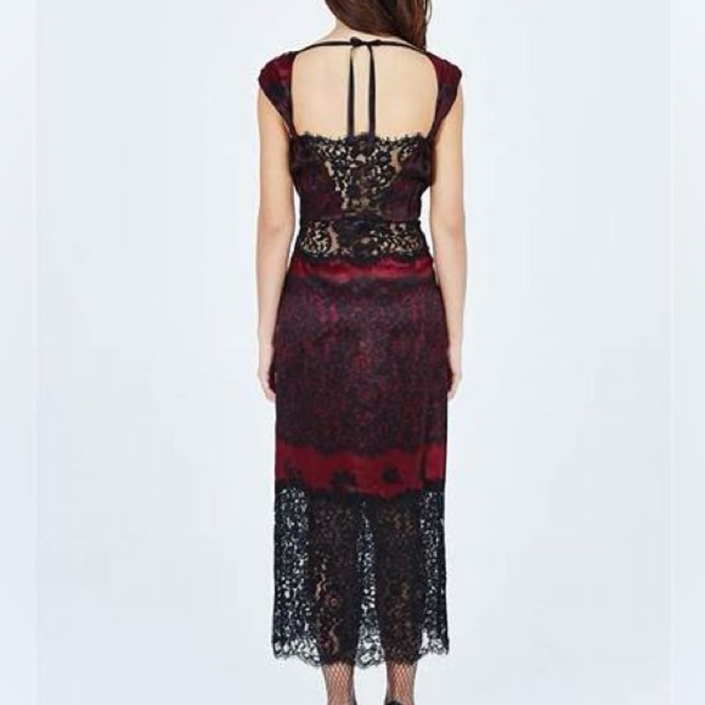 NEW Rachel Zoe Leilani Silk Lace Dress Mulberry Burgundy Black Size 2 - Picture 2 of 5